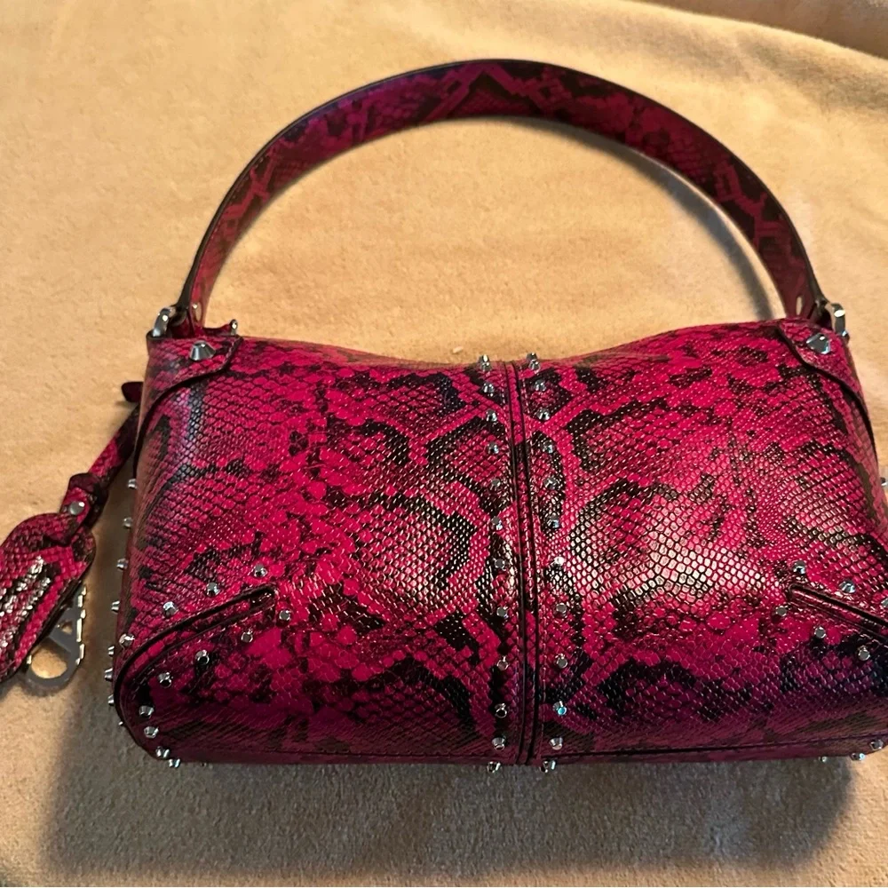 Michael Kors Hot Pink Snakeskin-Print Shoulder Bag